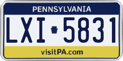 PA license plate LXI5831