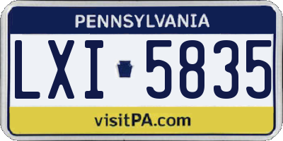 PA license plate LXI5835