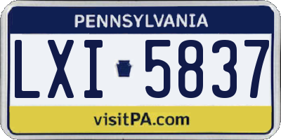 PA license plate LXI5837