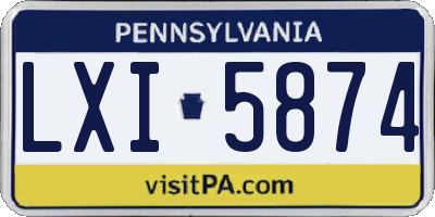 PA license plate LXI5874