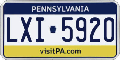 PA license plate LXI5920
