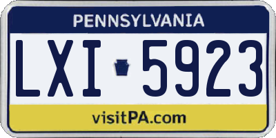 PA license plate LXI5923
