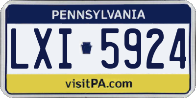PA license plate LXI5924