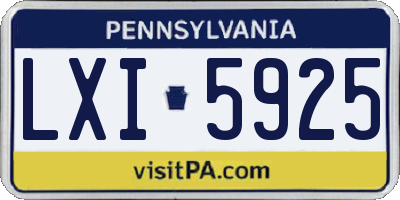 PA license plate LXI5925
