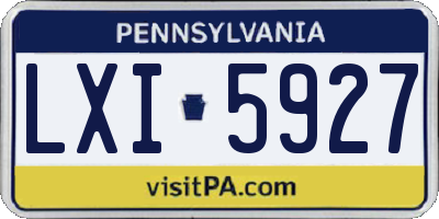 PA license plate LXI5927