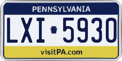 PA license plate LXI5930