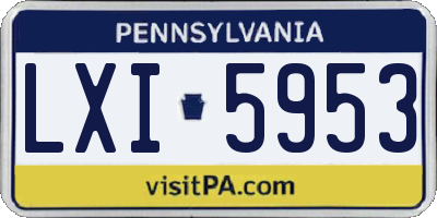 PA license plate LXI5953