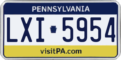 PA license plate LXI5954