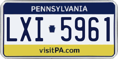 PA license plate LXI5961