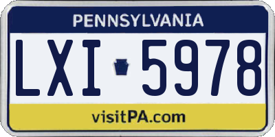 PA license plate LXI5978