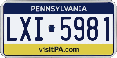 PA license plate LXI5981