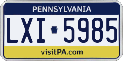 PA license plate LXI5985