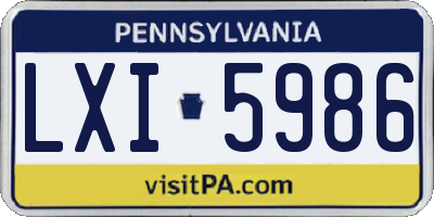 PA license plate LXI5986