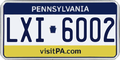 PA license plate LXI6002