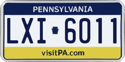 PA license plate LXI6011