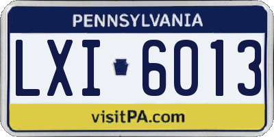 PA license plate LXI6013