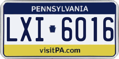 PA license plate LXI6016