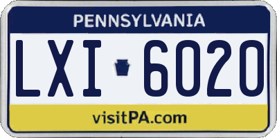 PA license plate LXI6020