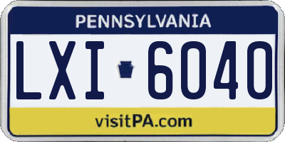 PA license plate LXI6040