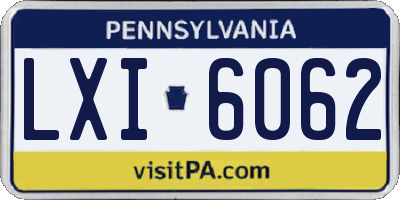PA license plate LXI6062