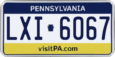 PA license plate LXI6067
