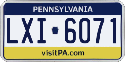 PA license plate LXI6071