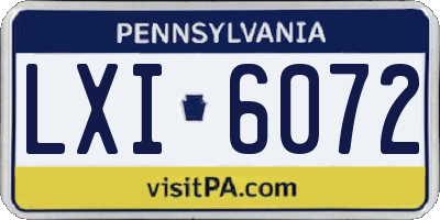 PA license plate LXI6072