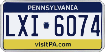 PA license plate LXI6074