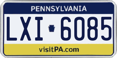 PA license plate LXI6085