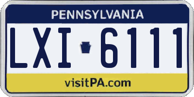 PA license plate LXI6111