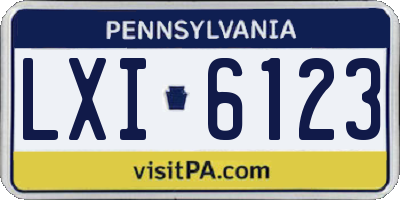 PA license plate LXI6123
