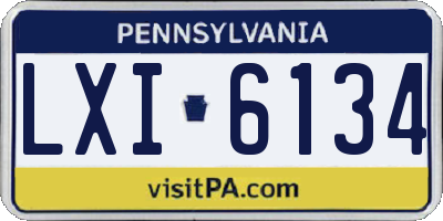 PA license plate LXI6134