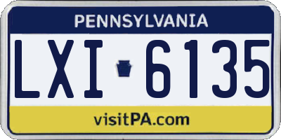 PA license plate LXI6135