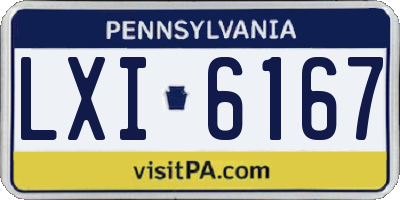 PA license plate LXI6167