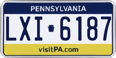 PA license plate LXI6187