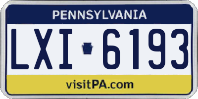 PA license plate LXI6193