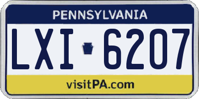 PA license plate LXI6207