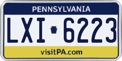 PA license plate LXI6223