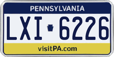 PA license plate LXI6226