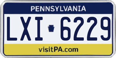 PA license plate LXI6229