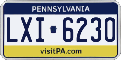 PA license plate LXI6230