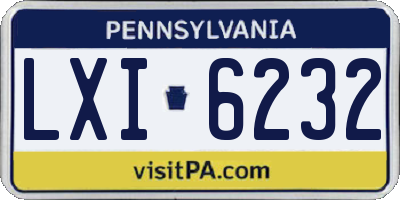 PA license plate LXI6232