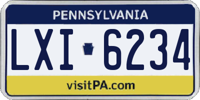 PA license plate LXI6234