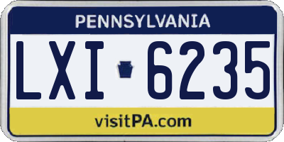 PA license plate LXI6235