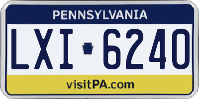 PA license plate LXI6240
