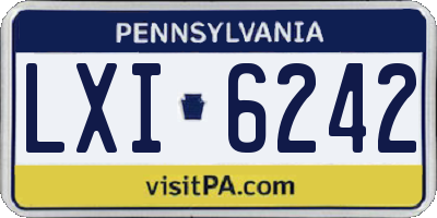 PA license plate LXI6242