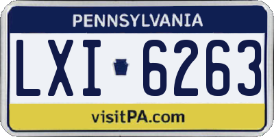 PA license plate LXI6263