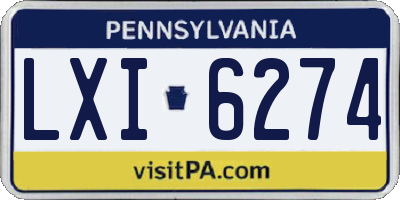 PA license plate LXI6274