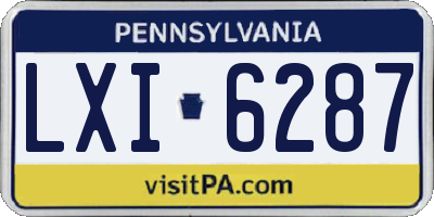 PA license plate LXI6287