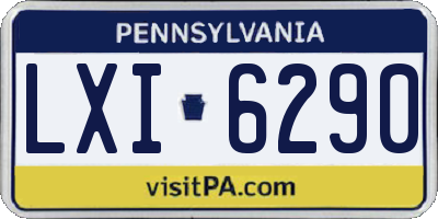 PA license plate LXI6290
